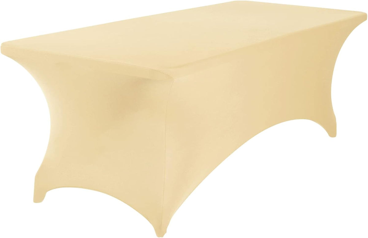 2Pack Spandex Waterproof Table Covers 8ft,Spandex 8ft Waterproof Table Cover for Party,Wedding, Banquet, and Events(Champagne)