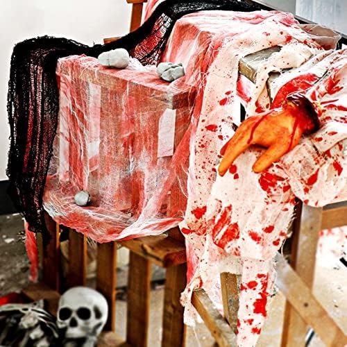Wholelovein Halloween Creepy Bloody Cloth 800 inch Scary Blood Gauze Bandages Decorations