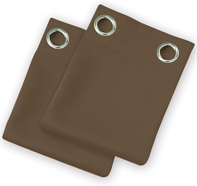 Brown Thermal Blackout Curtains/38 x 84 Inch/Set of 2 Panels Room Darkening - Image 9