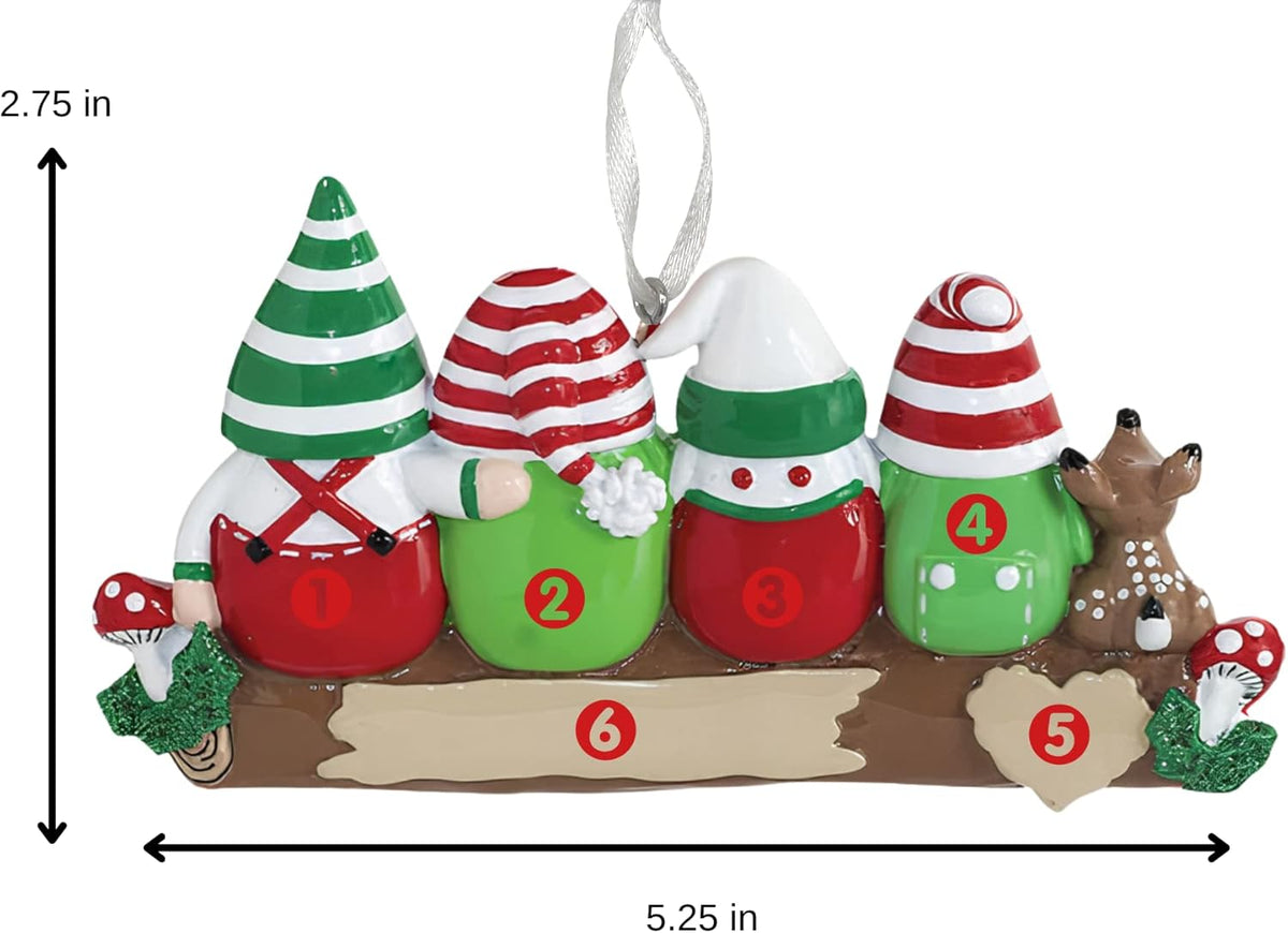 2025 Family Christmas Ornament โ Personalized Ornament for Families โ Custom Gnome Family Ornament โ Holiday Tree Decoration Keepsake Gift (Family 4)