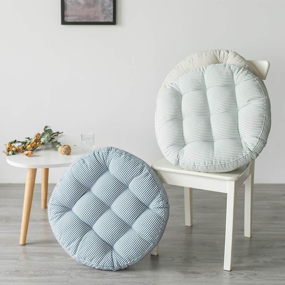 Tiita Stripe Patio Seat Cushions 22"x22" Round Chair Pads Home Floor Cushion Window Pad Set of 2 Throw Pillows Indoor/Outdoor, Green