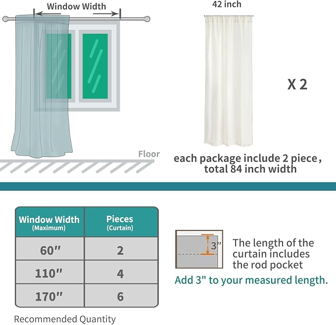 BGment White Linen Curtains 48 Inch Length - Image 9
