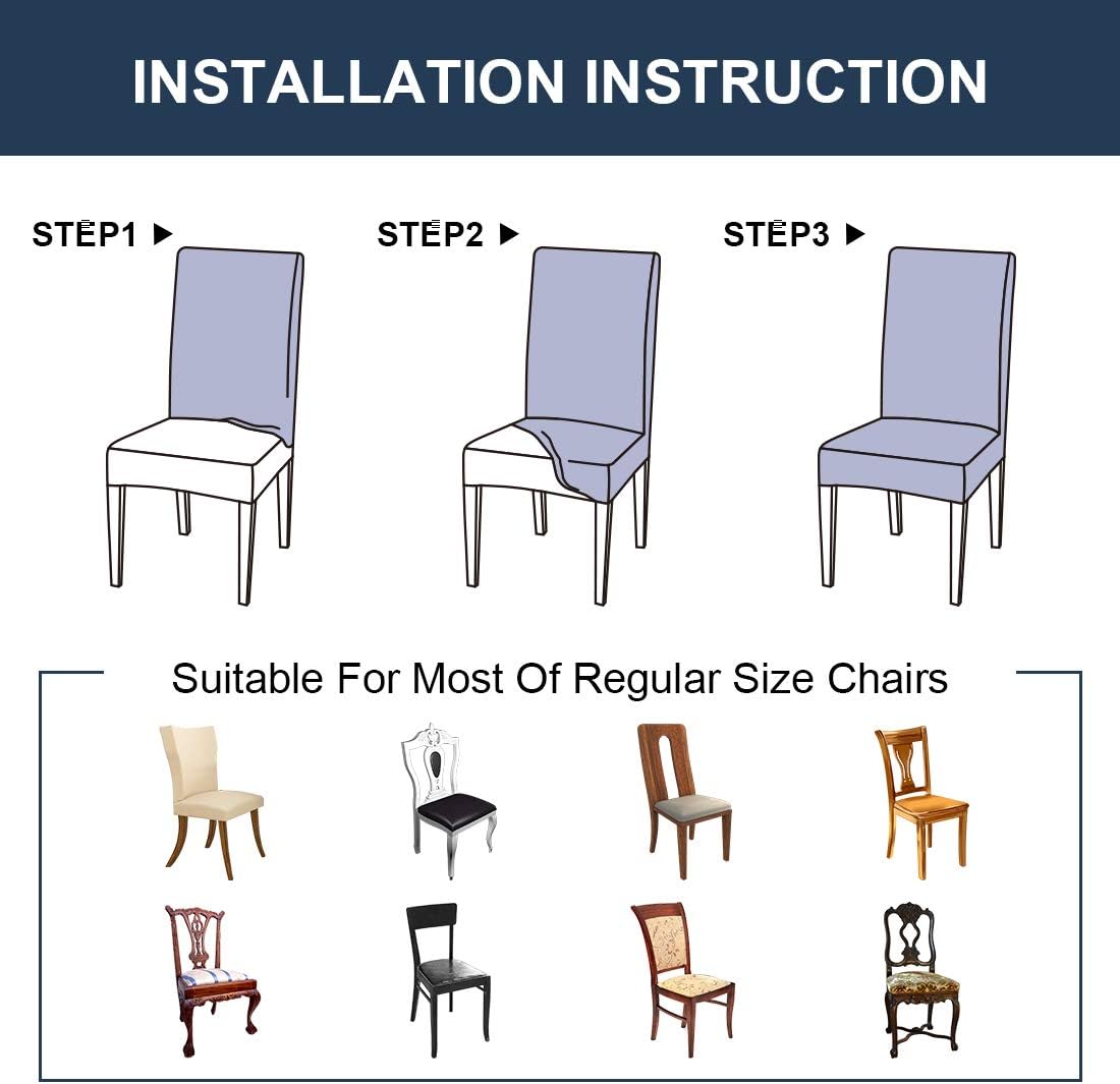 JQinHome 6 Pcs Dining Chair Slipcover,High Stretch Removable Washable Chair Seat Protector Cover for Home Party Hotel Wedding Ceremony (Pack of 6, Coffee)