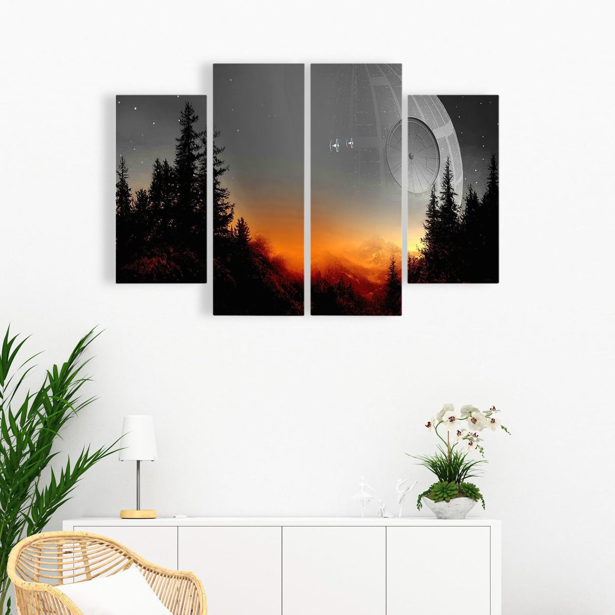 Death Star Inspired Canvas Print Wall Art | Futuristic Space Station Artwork | Smooth Surface Home Decor – Various Sizes (12in x 8in Gallery Wrapped)