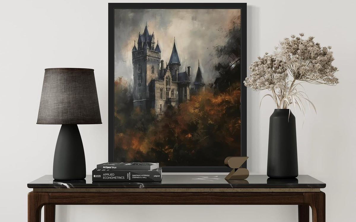 Old Castle Poster Art Print, Halloween Scary Vintage Wall Art Academia Spooky Painting Decoration for Horror Prints, Gothic Posters Bedroom Decor 89 (Old Castle, 11 x 14 inches, Unframed)