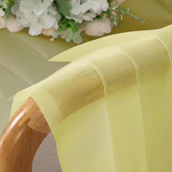 Goose Yellow Sheer Curtains 90 Inches Long 2 Panels, Voile Rod Pocket Light - Image 9