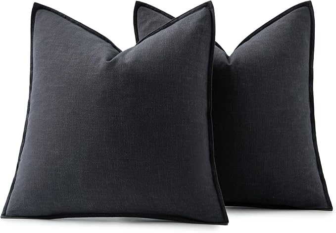 MIULEE Decorative Linen Pillow Covers 18x18 Inch Dark Gray | Boho Farmhouse - Image 6