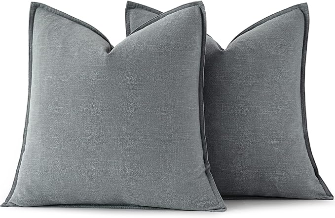 MIULEE Decorative Linen Pillow Covers 18x18 Inch Gray | Boho Farmhouse - Image 6