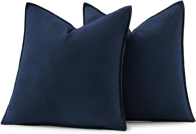 MIULEE Decorative Linen Pillow Covers 26x26 Inch Navy Blue | Boho Farmhouse - Image 6