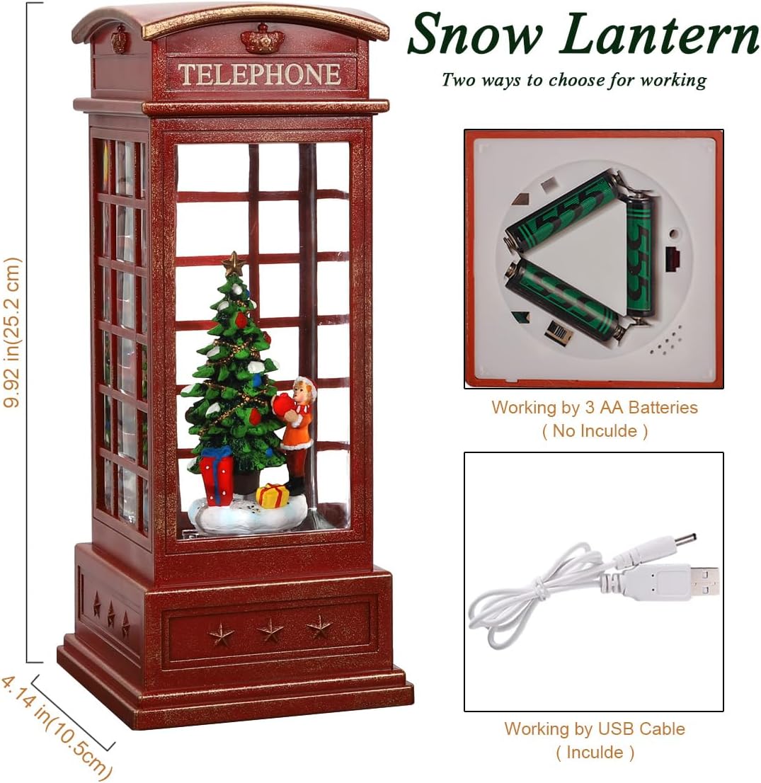 House & Garden Decoration,Christmas Lantern with 8 Pieces of Music,Sparkling Crystal Keep Circling Around The Snowman Families Music Box as a (Christmas Child)