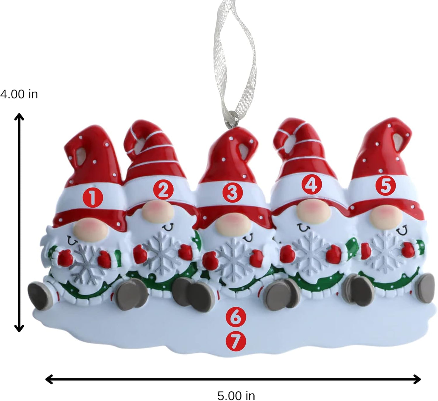 2025 Family Christmas Ornament โ Personalized Ornament for Families โ Custom Gnome Family Ornament โ Holiday Tree Decoration Keepsake Gift (Family of 5)