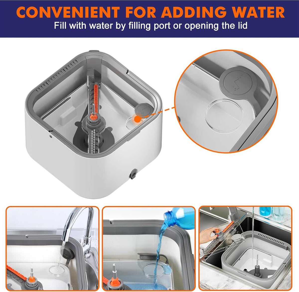 Upgraded Self-Standing Spin Mop and Bucket System, Detachable Inner Mop Bucket That Separates Dirty Water & 90° Foldable Head, Triple-Scrubbing System, for Hardwood Floors - White with 2 Pads