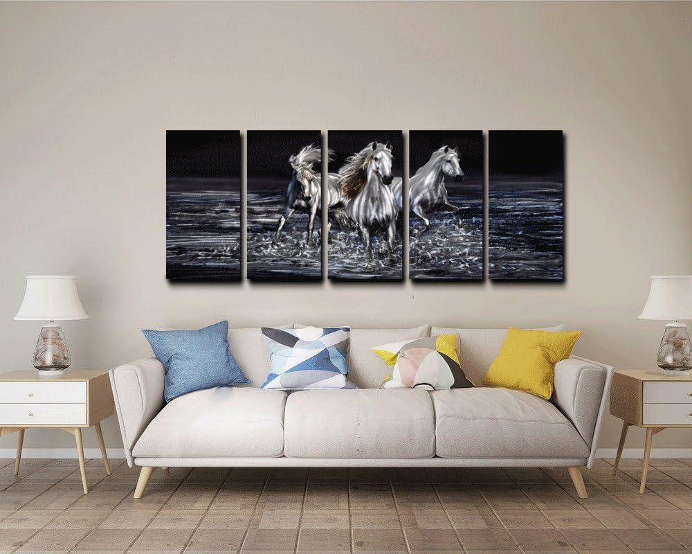 Yihui Arts Horse Metal Wall Art Hand Crafted Aluminum Artwork Modern 3D Animal Pictures for Living Room Bedroom Bathroom Decor