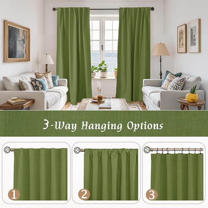 72 Inch 100% Blackout Linen Curtains - Image 9