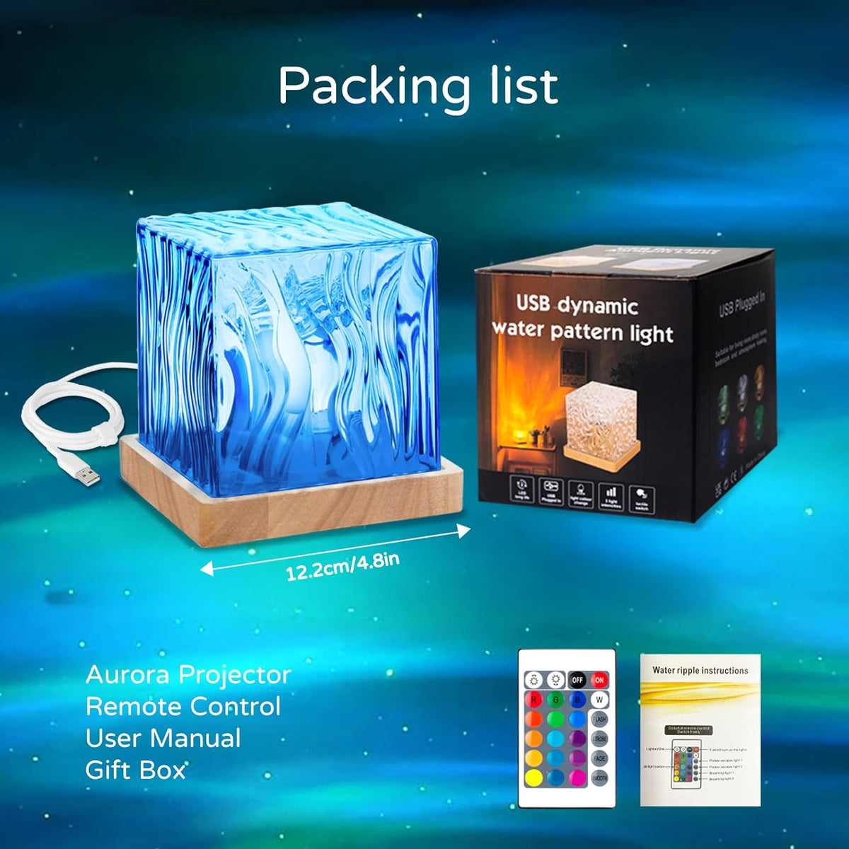 Northern Lights Projector, Luminorthe Cube Lamp Lava Lamp Ambient Lighting Galaxy Projector with 16 Colors and Aurora Drift Effects for Room Decor Teen Girl Gifts Classroom