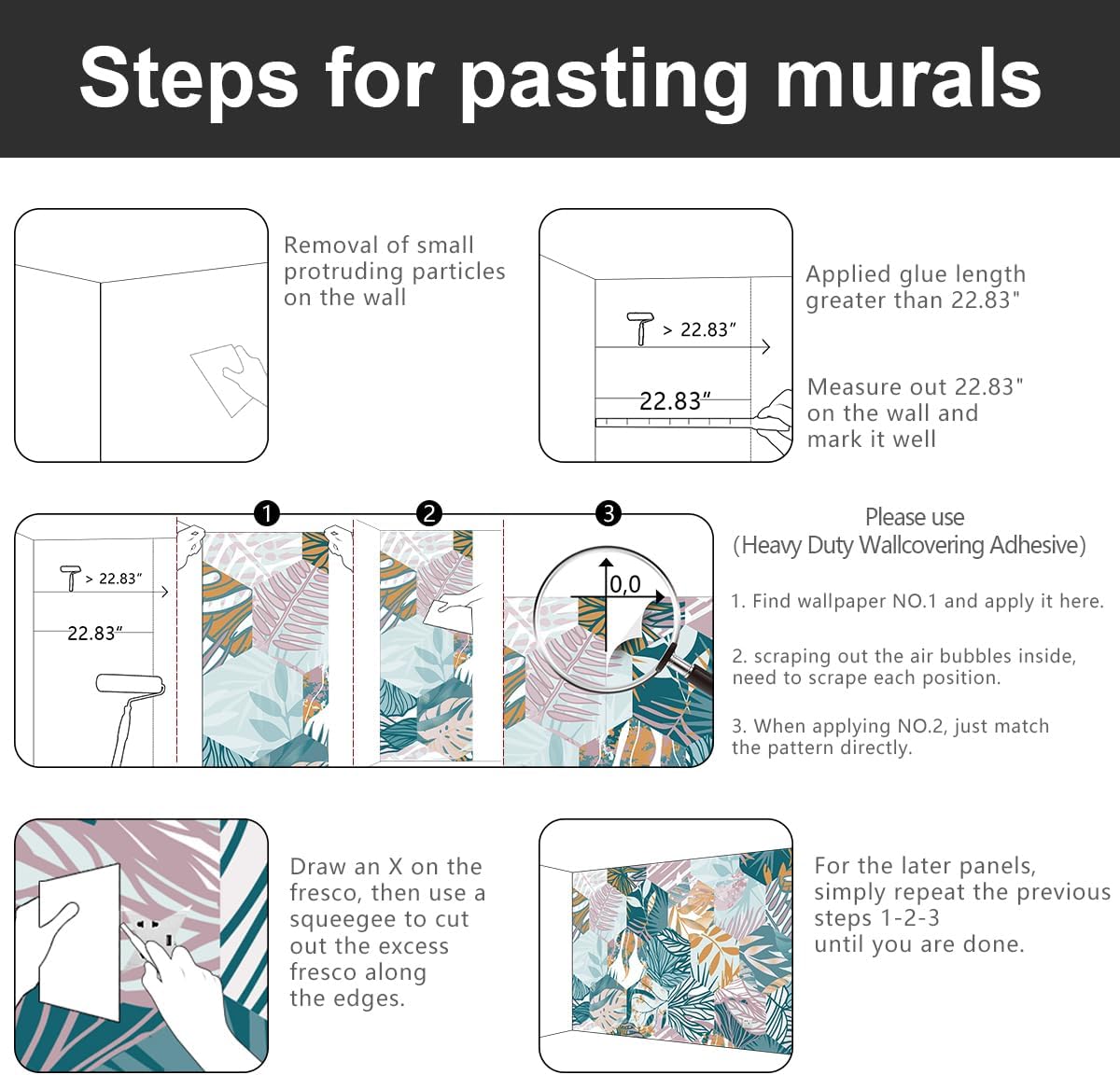 -Abstract Geometry Botanical Banana Leaf Fabric Wallpaper Living Room Bedroom Bathroom Tropical Plant Leaf Large Wall Mural- 160"x108"๏ผ not Peel and Stick๏ผ