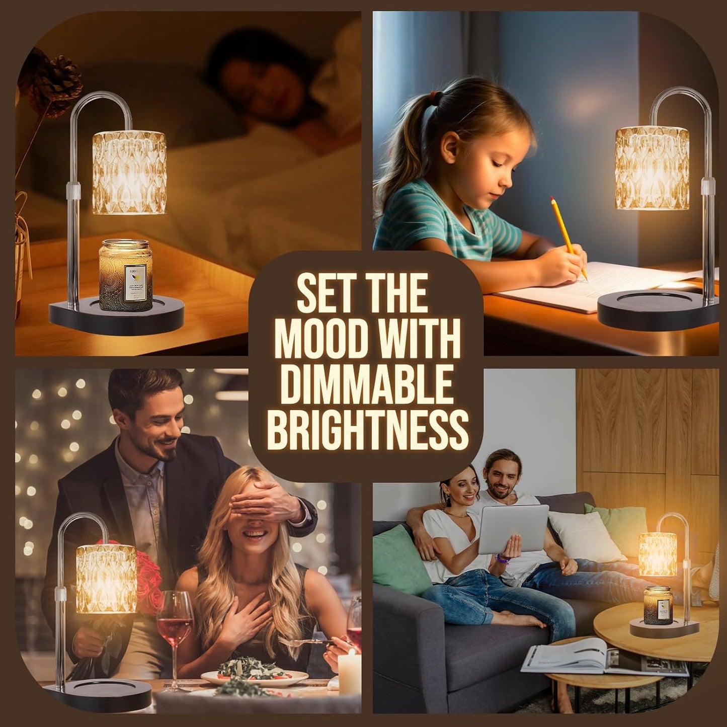 GEEZO Fragrance Candle Warmer Lamp,Electric Candle Warmer with Timer & Dimmer,Mom Christmas Birthday Gifts for Women, House Warming Gifts New Home Bedroom Decor