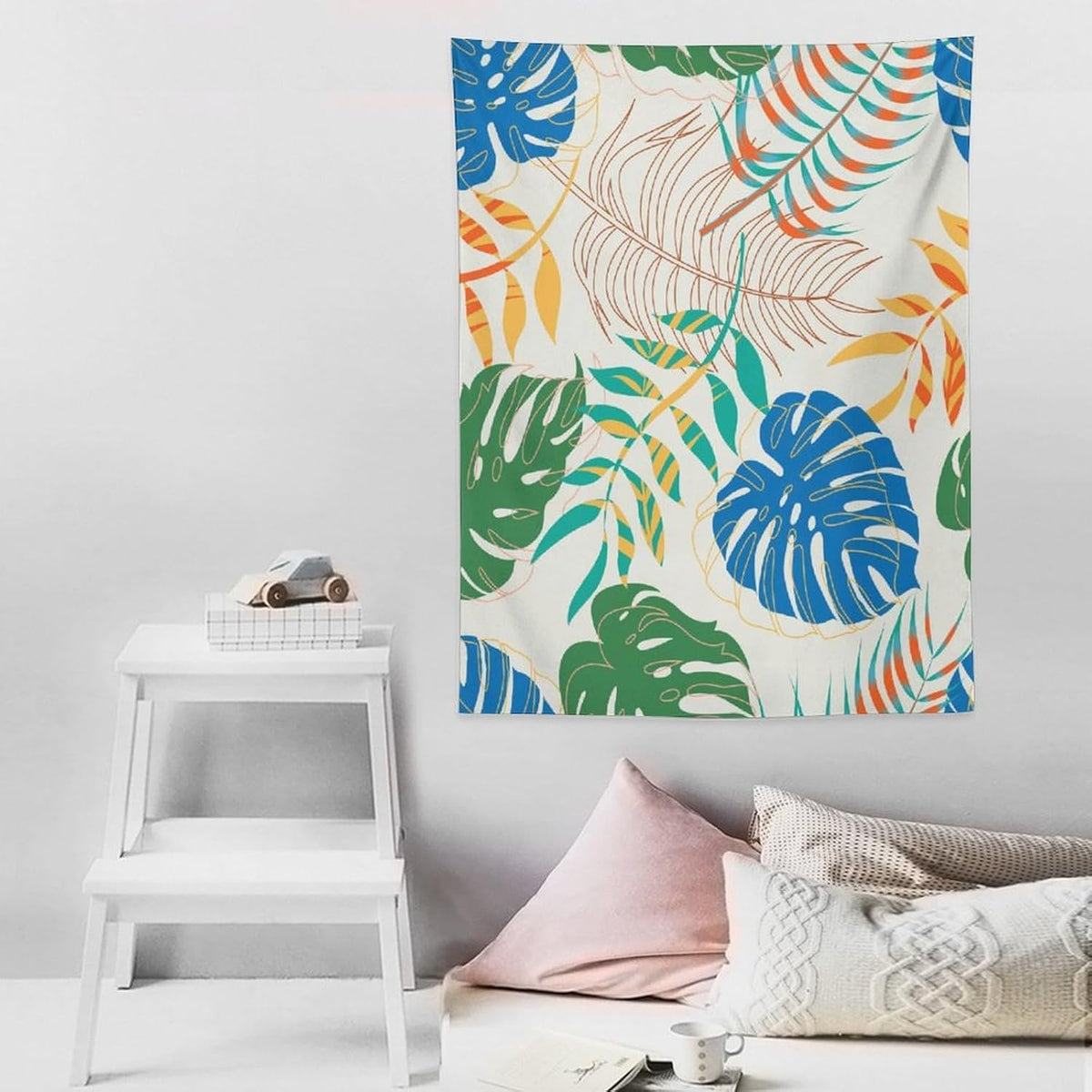 ICMOLYYENLO Tropical Green Plant Tapestry, Green Palm Leaves Natural Landscape Print Wall Tapestry for Bedroom Living Room Dormitory 60x80 Inch