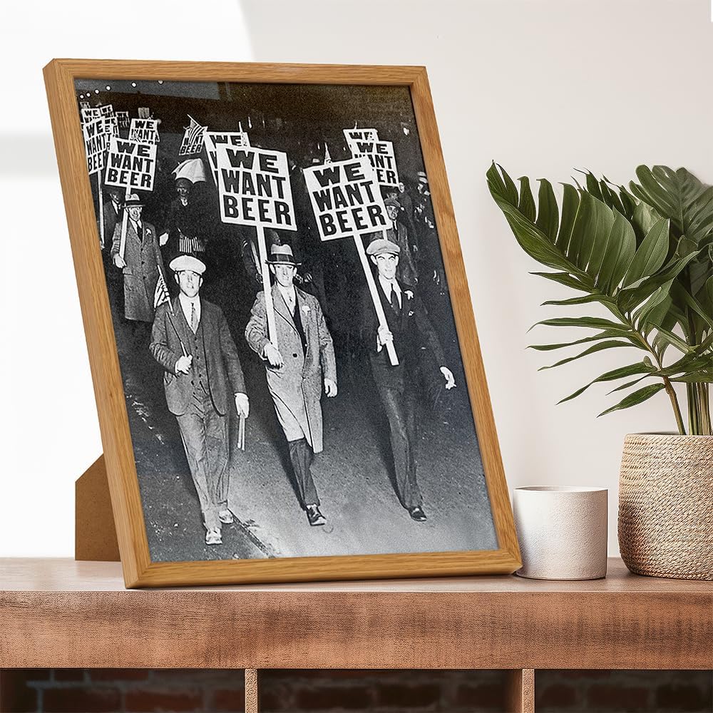 Vintage Prohibition Beer Poster LARGE 11x14 FRAMED - Unique Wall Art Decor for Home, Bar, Cafe - Funny Saying Retro Art Print - Bar Room Decor, Vintage Decorations - Bar Art, Retro Decor, Funny Saying
