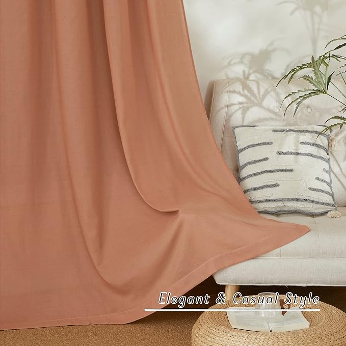 NICETOWN Linen Terracotta Window Curtains 84 inches Long, Grommet Thick Linen - Image 7