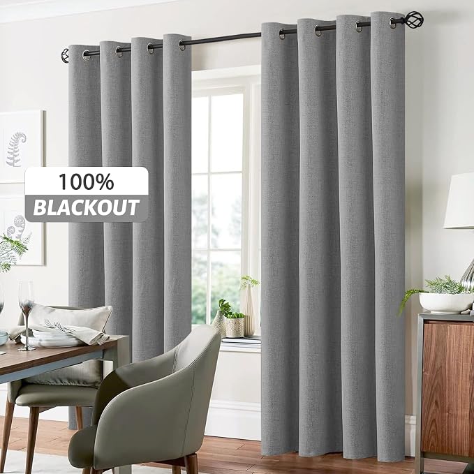 Yakamok Dove Grey Linen Textured Curtains 96 Inches Long - Image 7