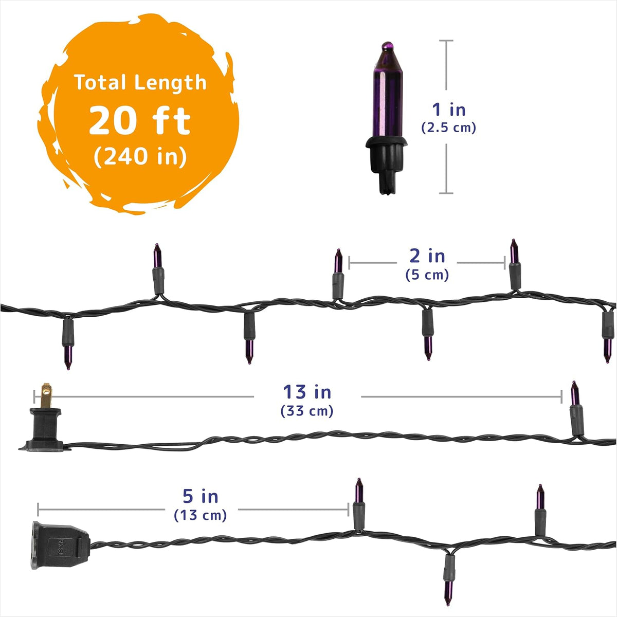 PREXTEX 100 Count Purple Halloween Lights - 20 ft Fairy String Lights with Black Wire - Violet Indoor and Outdoor Mini Light for Halloween Parties, Christmas Holiday Decorations, Fences and Patios