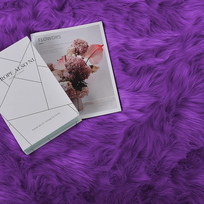Goolela Purple Area Rug 6x9 Fluffy Fuzzy Furry Shag Carpet - Image 9