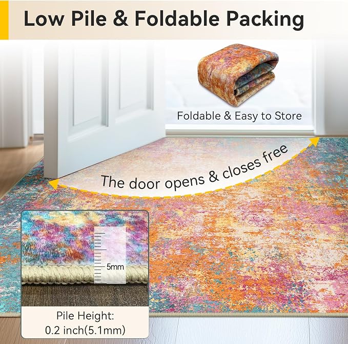 RELEANY Washable Runner 2'x8' Abstract Area Rug - Image 8