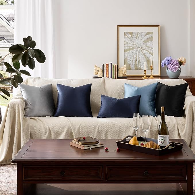 GIGIZAZA Navy Velvet Pillow Covers 12x20 Decorative Pillows Pack of 2 | Lumbar - Image 7