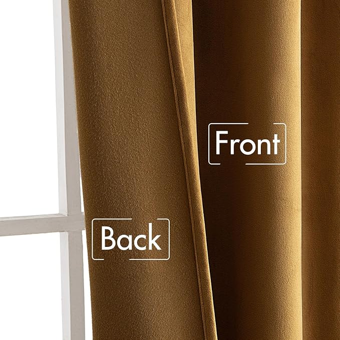 MIULEE Gold Velvet Curtains 52x108 inches Luxury Blackout Curtains | Thermal - Image 6