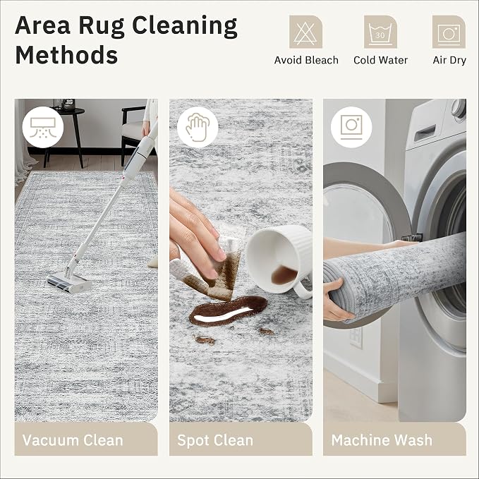 Soalmost Hallway Runner Rug 2'6" x 16' Washable Long Kitchen Rugs Grey | - Image 9