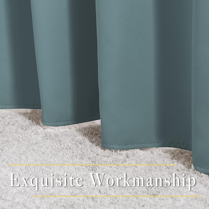 NICETOWN Blackout Greyish Blue Kitchen Curtains, Grommet Thermal Insulated - Image 6