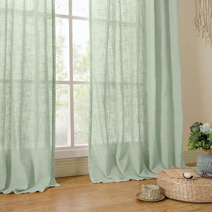 Linen Curtains for Living Room 84 inch Length 2 Panels, 52 x 84 Inch | Light - Image 9