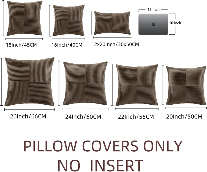 Fancy Homi 2 Packs Dark Brown Decorative Throw Pillow Covers 16x16 Inch - Image 6