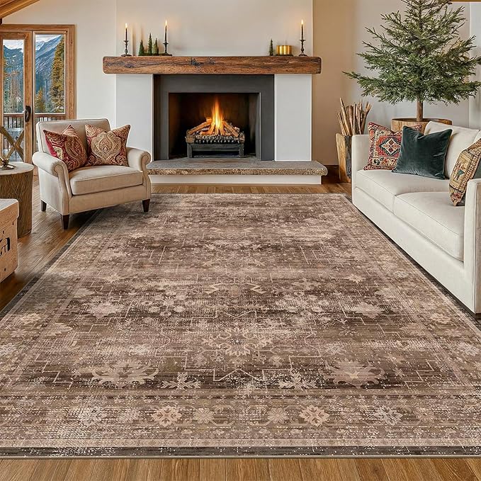 Boho Brown Living Room Rug 7x9 - Image 4