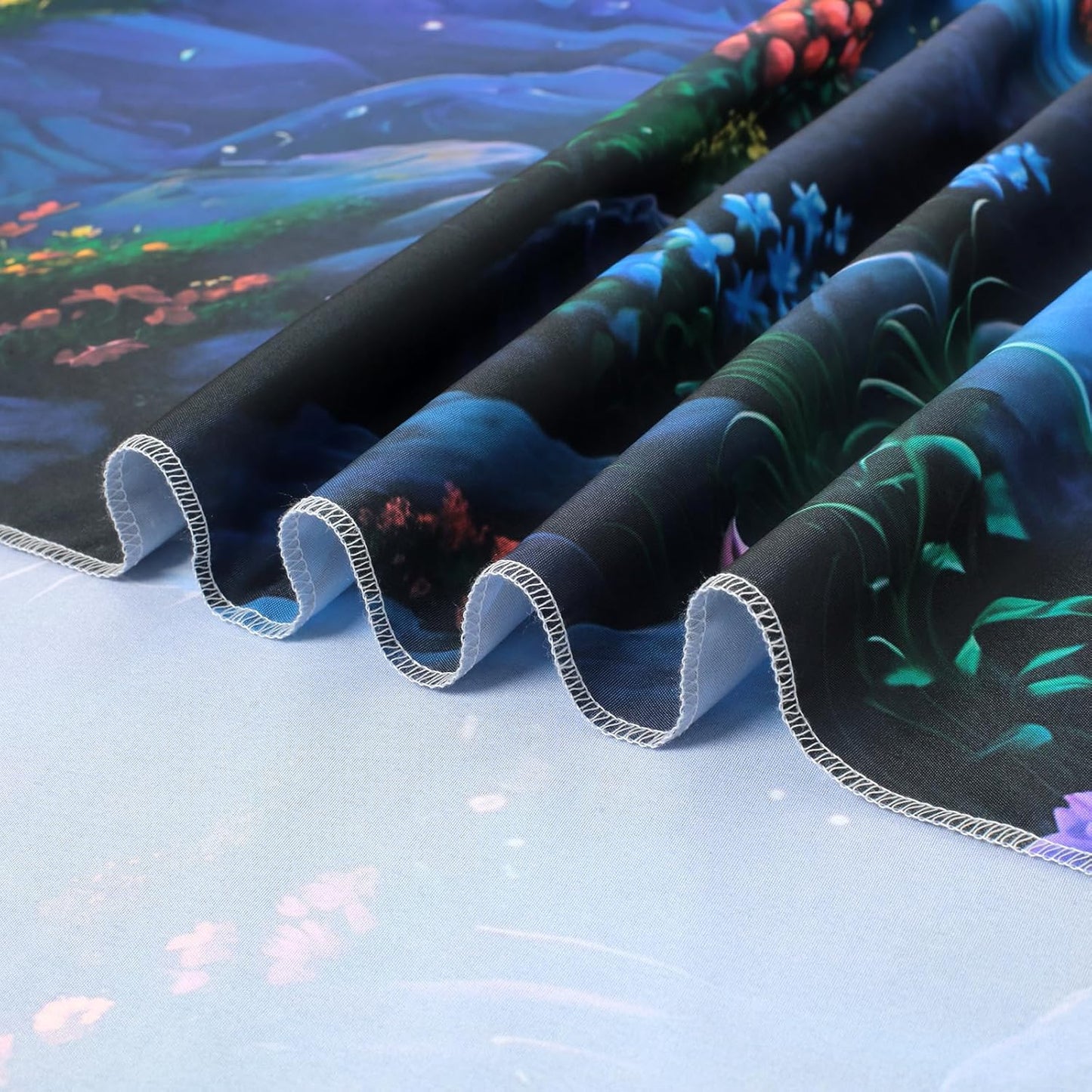 Manicer Blacklight Galaxy Waterfall Neon Tapestry โ UV Reactive Glowing Cosmic Spiral Sky Glow in the Dark Nature Fantasy Landscape Wall Art for Bedroom โ 51.2" x 59.1"