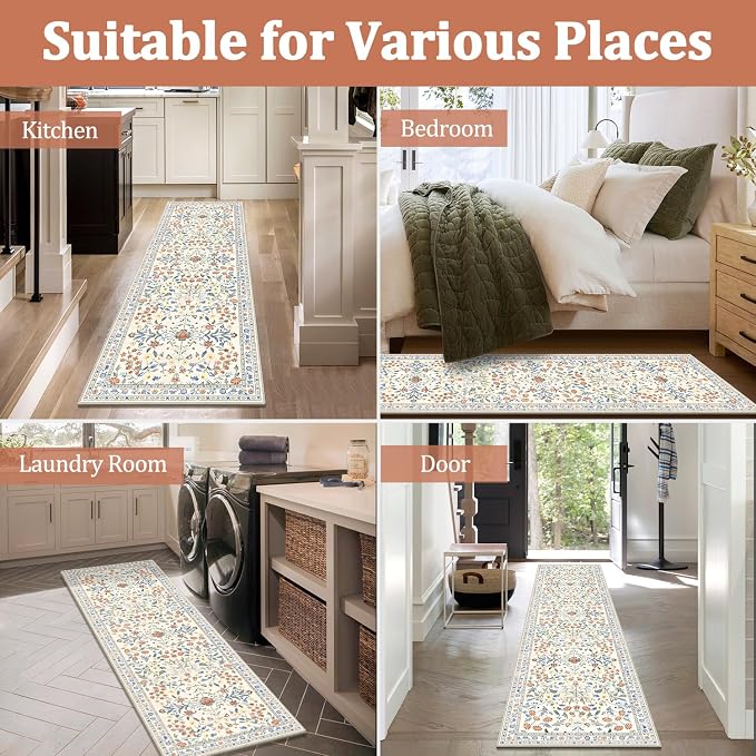 Yamaziot 2x3 Washable Entryway Rug Non Slip Indoor Door Mat, Colorful Beige | - Image 6