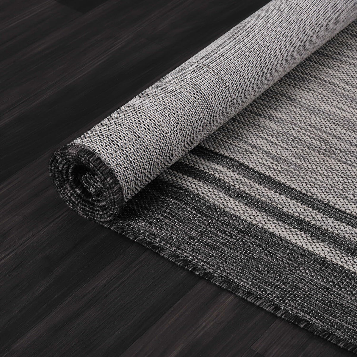 Bordered Outdoor Rug 5x7 Washable Outside Carpet for Indoor Patio Porch Waterproof Easy Cleaning Non Shedding Area Rugs Dark Gray 5 x 7