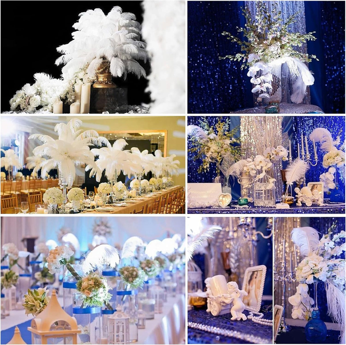THARAHT Baby Blue Ostrich Feathers 12pcs Large Natural Bulk 14-16Inch 35cm-40cm for Wedding Party Centerpieces Easter Gatsbi and Home Decoration Feathers