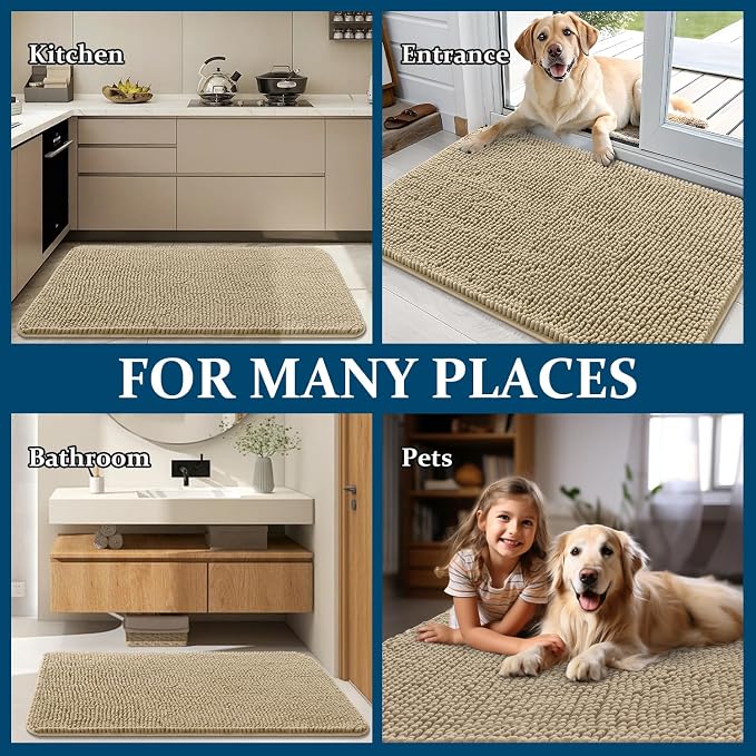 OLANLY Dog Door Mat for Muddy Paws 47x32, Super Absorbent Chenille Mud Mat | - Image 8