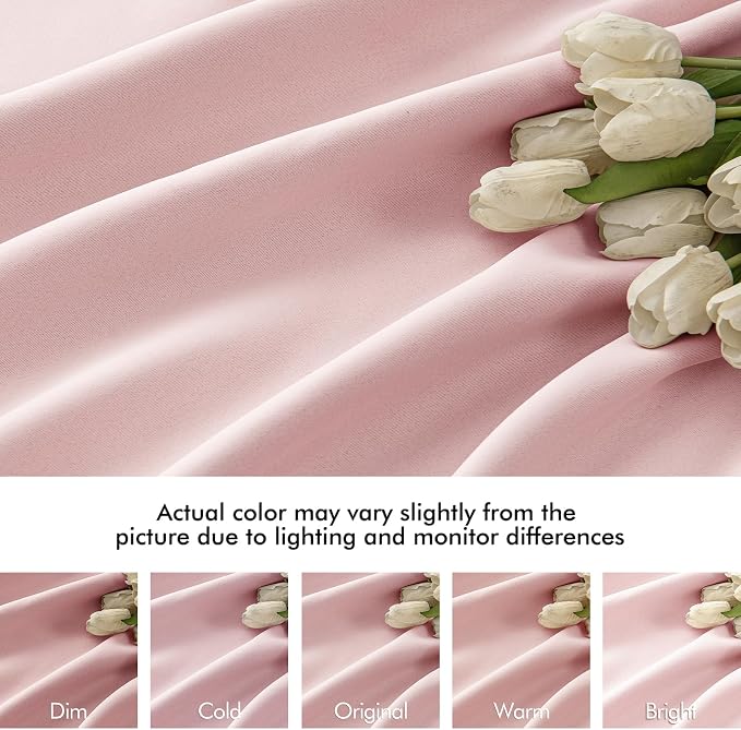 MIULEE Light Pink Back Tab Blackout Curtains 52x72 Inches Long 2 Panels Set | - Image 8