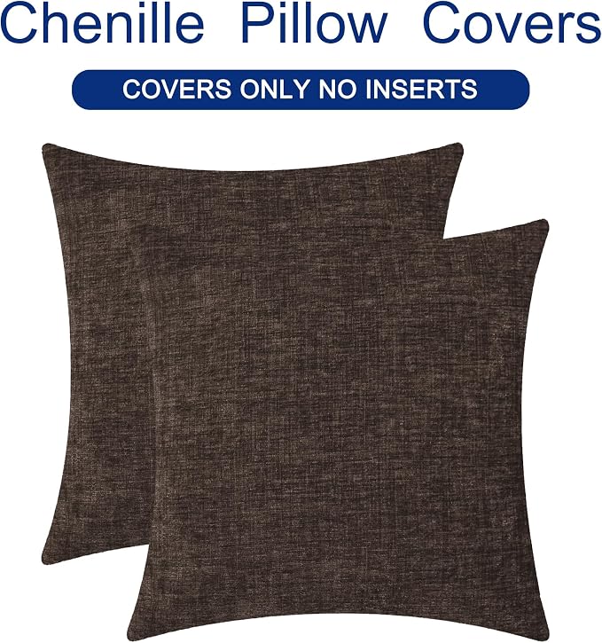 CaliTime Decorative Couch Throw Pillow Covers 20 X 20 Inches Coffee | Pack of 2 - Image 6