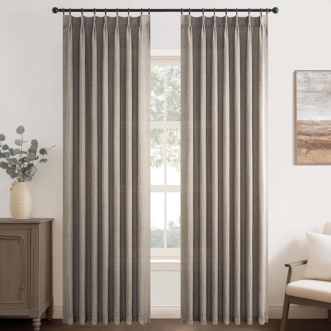 Topfinel Pinch Pleated Curtains 63 Inches Long 2 Panels Set, Burlywood Semi - Image 9