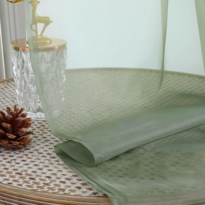 Sheer Curtains 84 Inches Long 2 Panels Set, Sage Green Sheer Curtain - Image 7