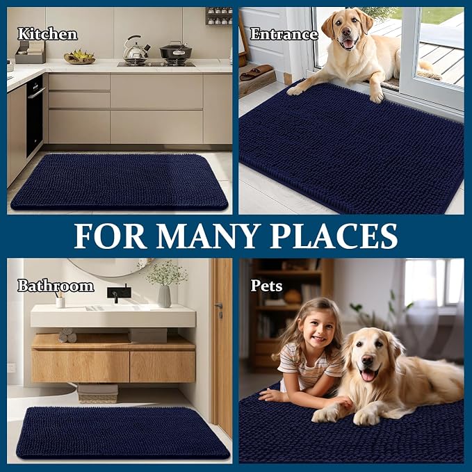 OLANLY Dog Door Mat for Muddy Paws 59x35, Super Absorbent Chenille Mud Mat | - Image 8