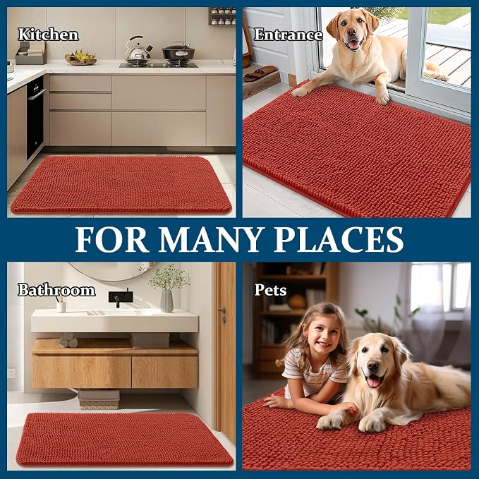 OLANLY Dog Door Mat for Muddy Paws 54x32, Super Absorbent Chenille Mud Mat | - Image 8