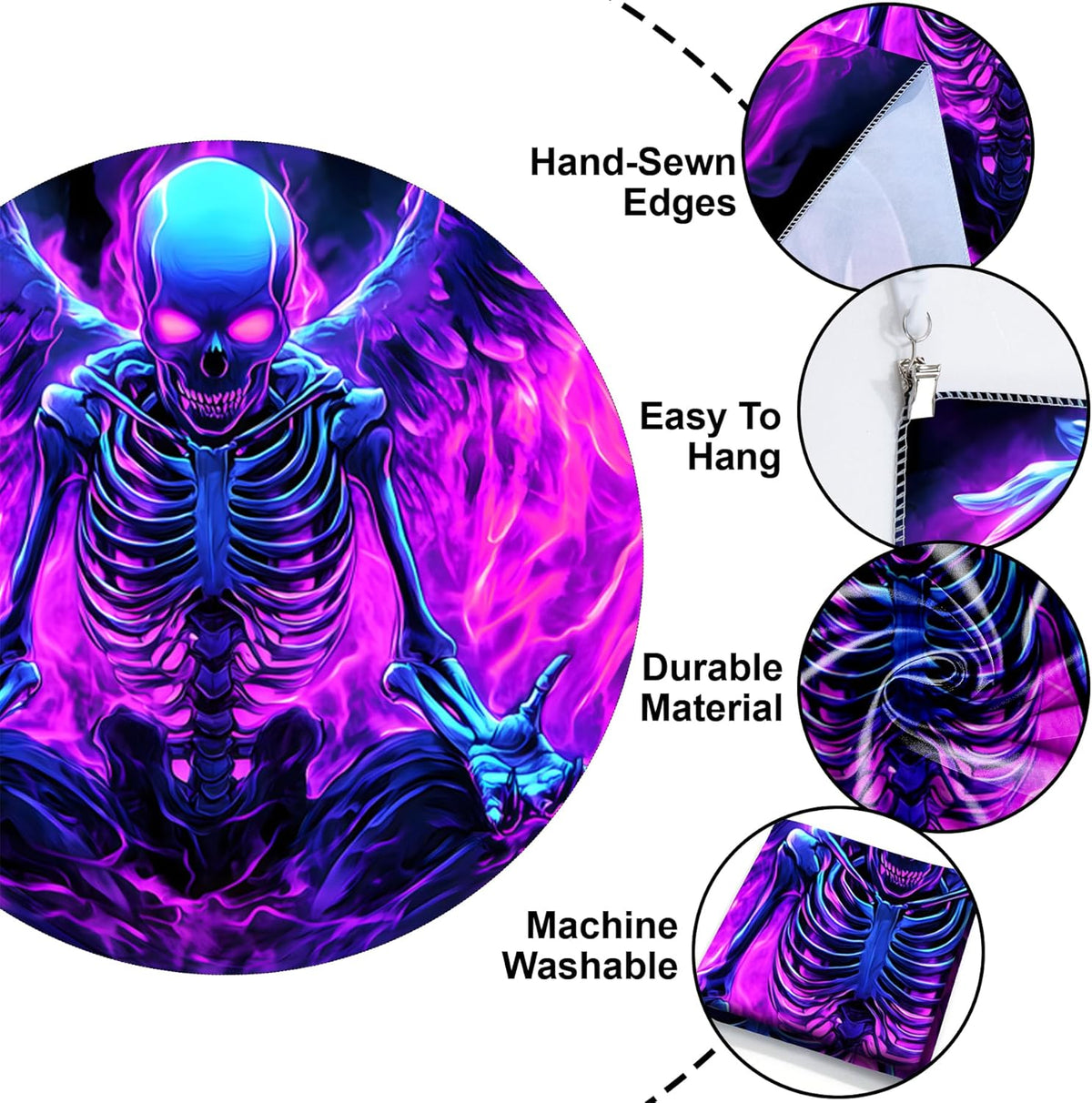 Blacklight Tapestry,WingTapestry Glow In The Dark,UV Reactive Black Light Upright Posters Wall Hanging for Bedroom Dorm Living Room Backdrop Decor (wing14, 59L" x 51W")
