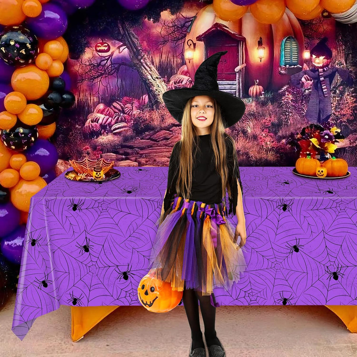 TREWAVE 3 Pack Halloween Spiderweb Tablecloth Rectangular Plastic Spider Web Table Cloth Large Size Table Covers for Home Decor Halloween Party Decorations 54" x 108" (Mixed)