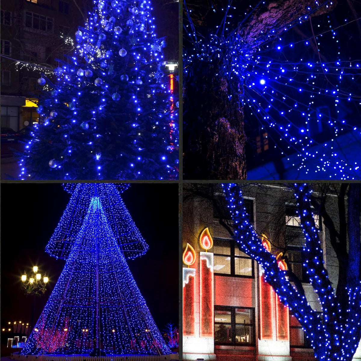 600LED (12pk of 50L) String Lights,LED Christmas Lights, 6" SPACING,Green Wire,Blue