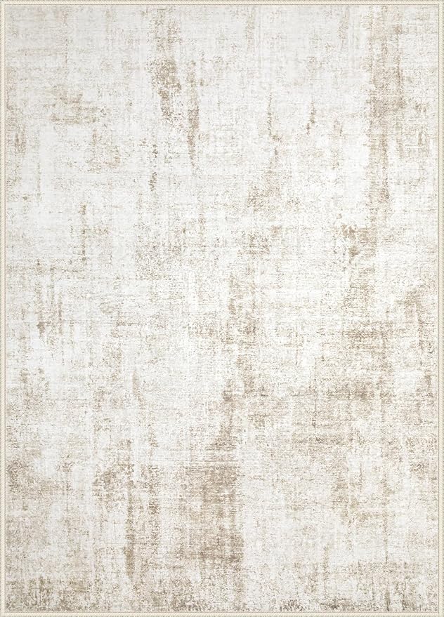 9x12 Area Rugs Washable Rug: Abstract Neutral Rugs Modern Non Slip Area Rug - Image 8